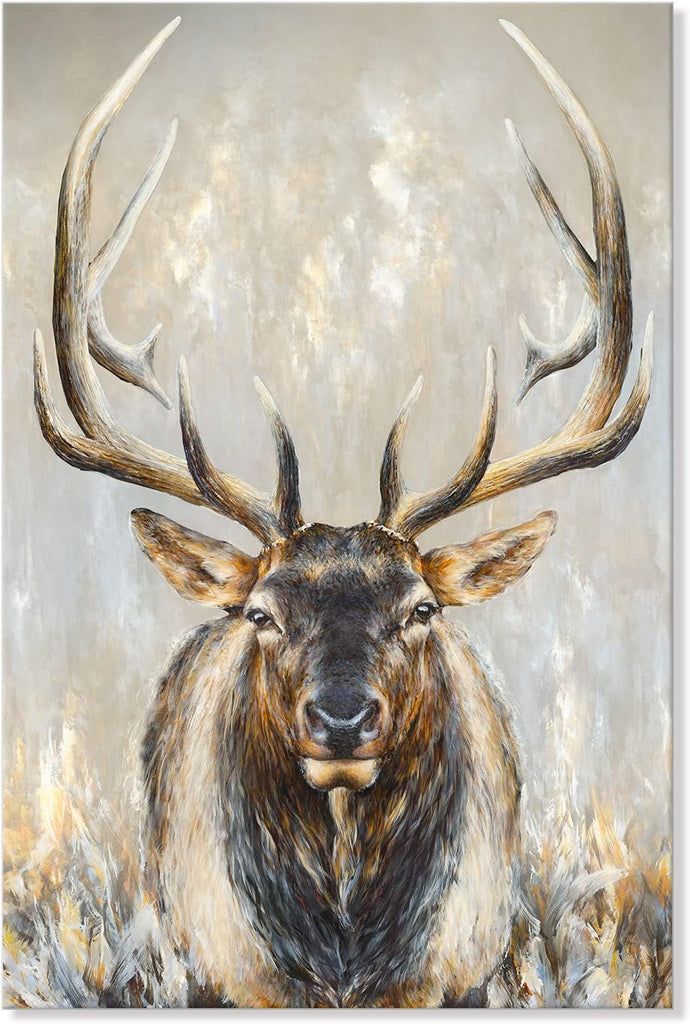 Moose Canvas Wall Art Abstract Wildlife Elk Deer Picture Large Vintage Animal Painting Living Room Farmhouse Decor