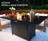 60 Inch Propane Firepit Table - Outdoor Rectangular Aluminum Fire Table w/Wind Guard - 50,000 BTU Gas Fire Pit with Glass Beads and Waterproof Cover - Image 7