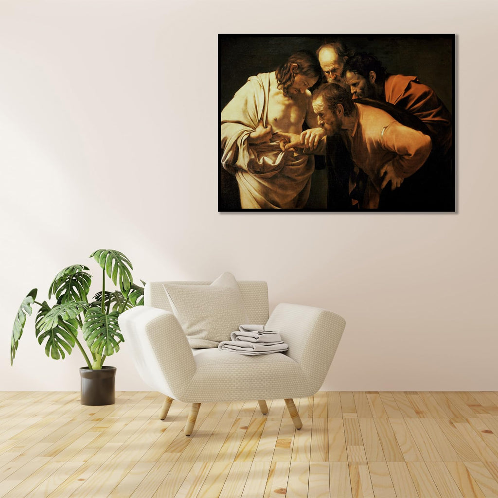 Caravaggio Canvas Wall Art St. Thomas Doubt Poster - Religious Culture Wall Decor Famous Oil Painting Print Suitable