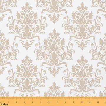 Damask Fabric By The Yard, Vintage Style Classical Upholstery Fabric, Boho Baroque European Floral Decorative Fabric