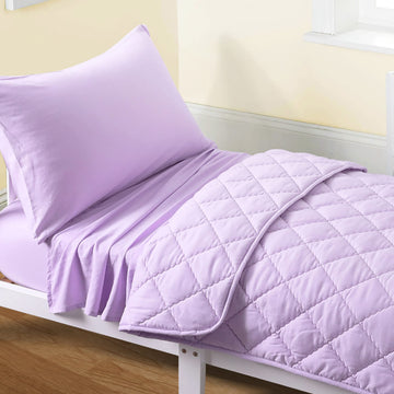 4-Piece Microfiber Toddler Bedding Set, Light Purple