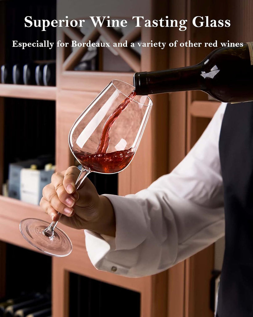 Hand Blown Bordeaux Wine Glasses - Set of 6-18 Ounce - Great Gift Packaging - Red Wine Glasses Lead-Free Premium Glass