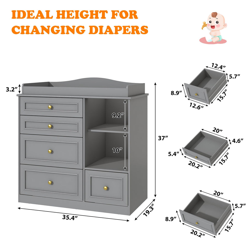 Grey Changing Table Dresser