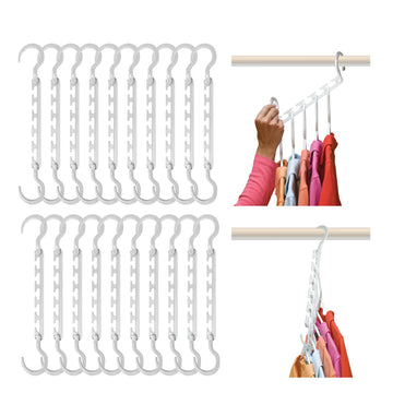 20-Pack Space-Saving Hangers, 360° Hooks, White