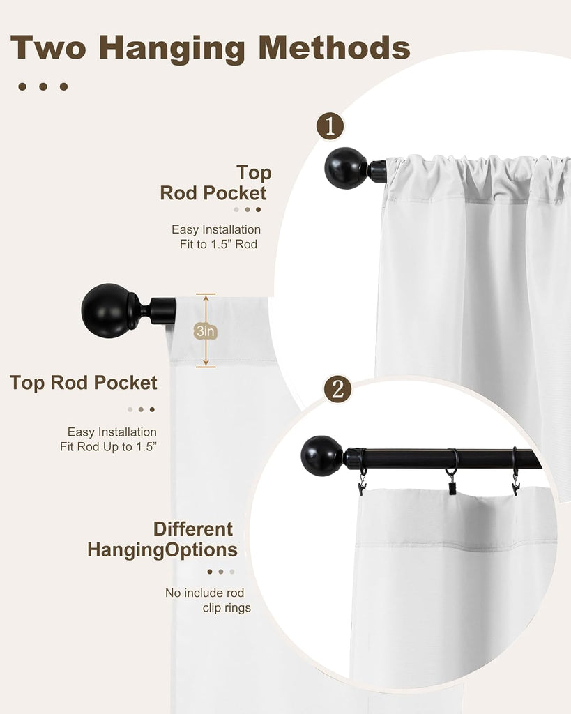 Outdoor Curtains Waterproof Rod Pocket 6 Pcs 54x84 Inch White | Weatherproof Privacy Screens, Built-In Top Slots