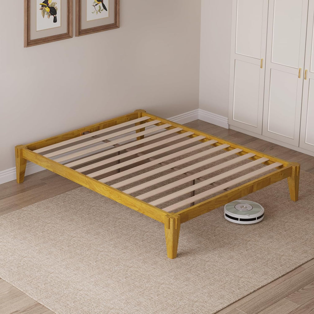 14" Bed Frame - Solid Wood Platform Bed - Japanese Joinery Bed Frame - Wood Slat Support - No Box