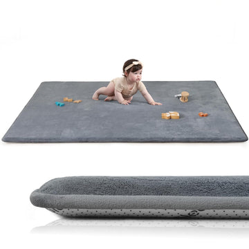 Play Mat for Floor, Thick 74"×50" Playpen Mat (Dark Grey)