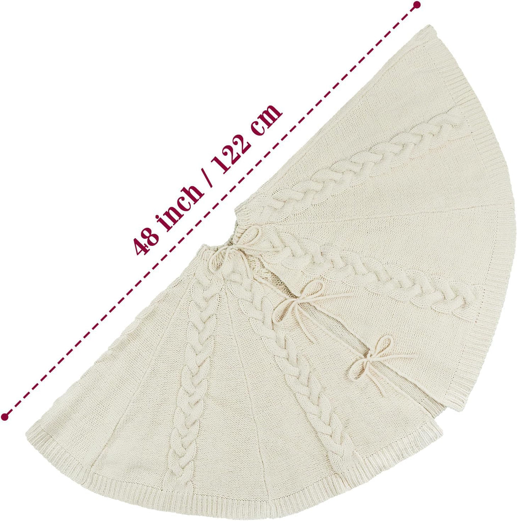 Knit Christmas Tree Skirts, Neutral Tree Skirt, Cozy Christmas Decorations