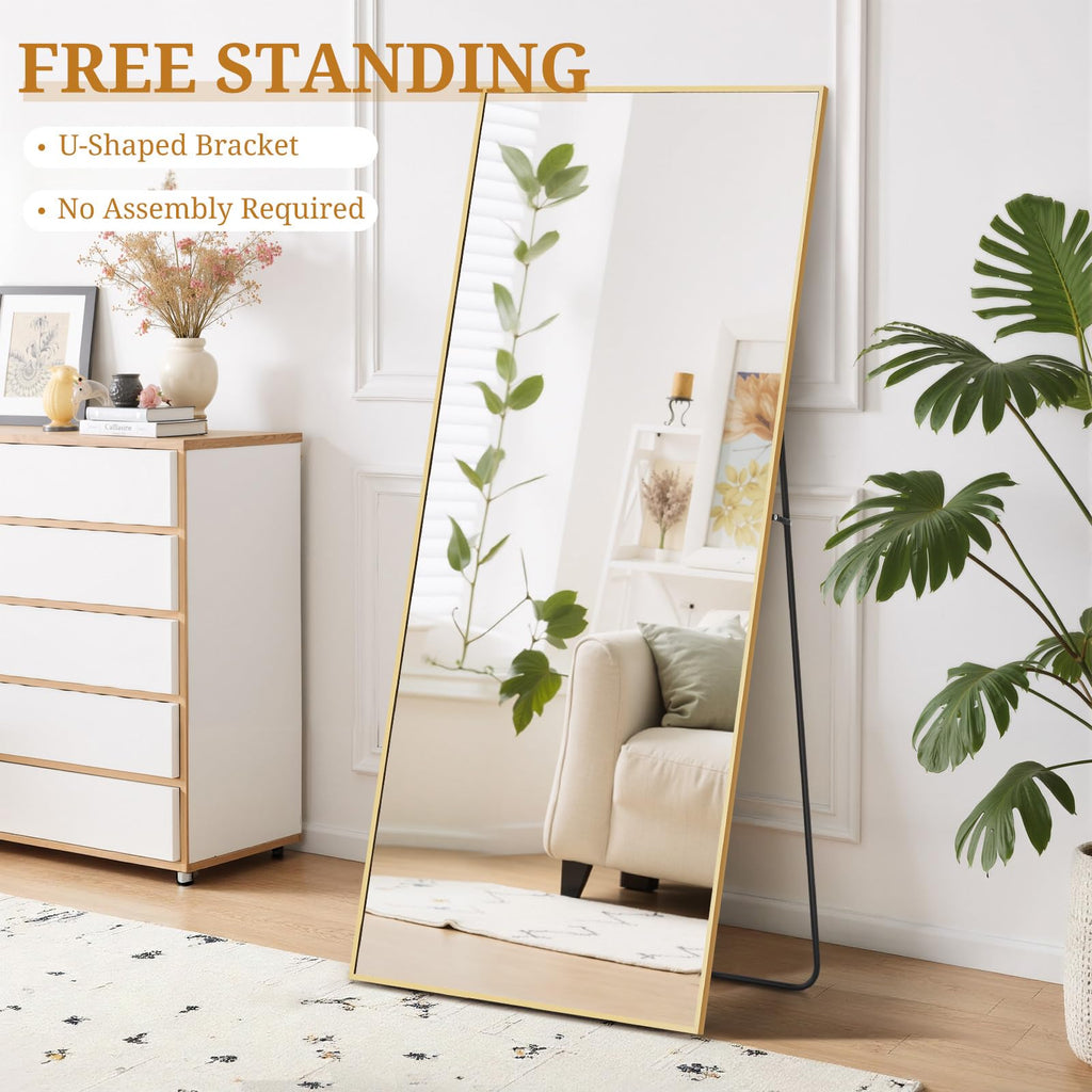 Full Length Mirror 68"x26" Full Body Mirror Rectangle Free Standing Wall Mounted Leaning Floor Mirrors with Stand