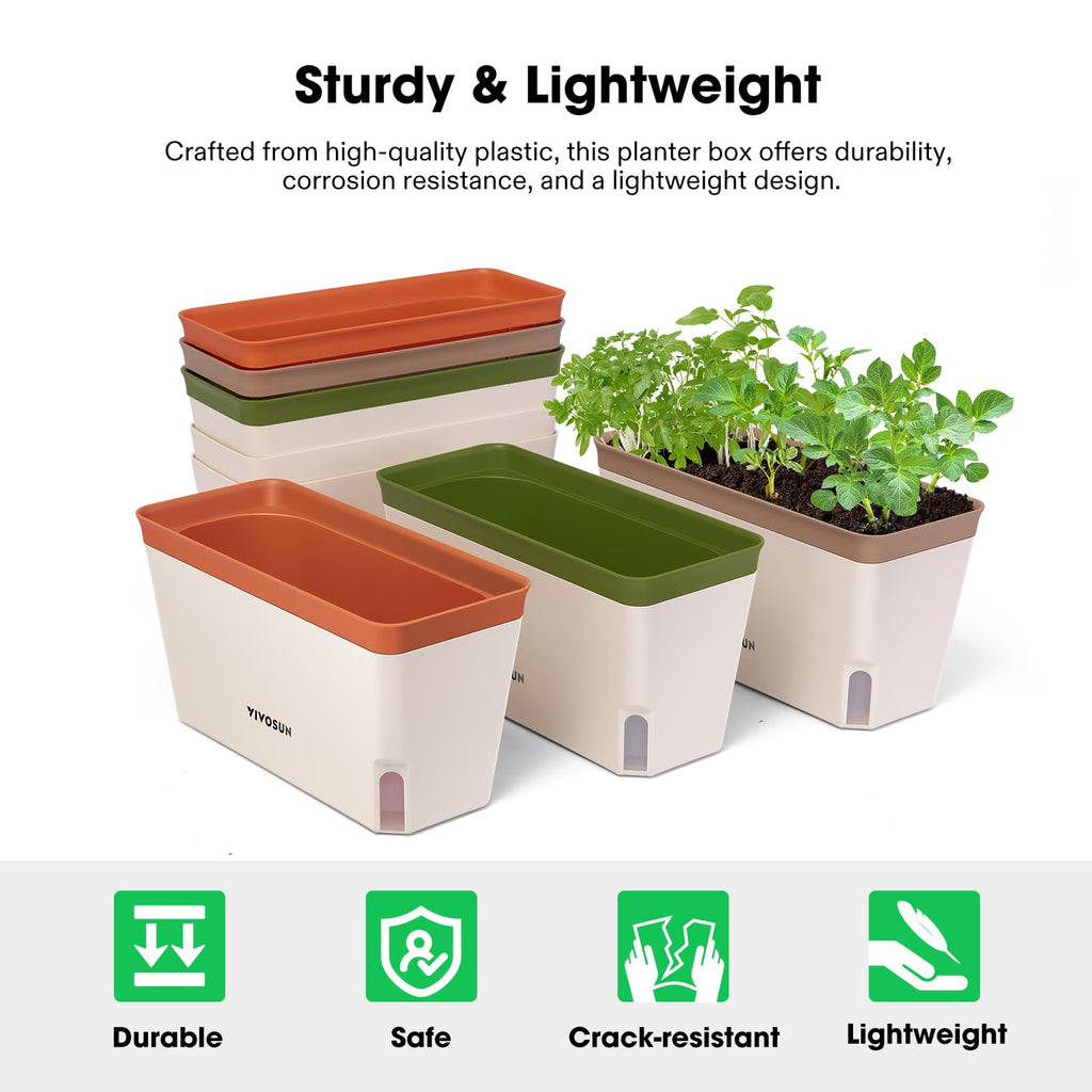 Self-Watering Planters, 6-Pack 10.5 in Window Herb Planter Box