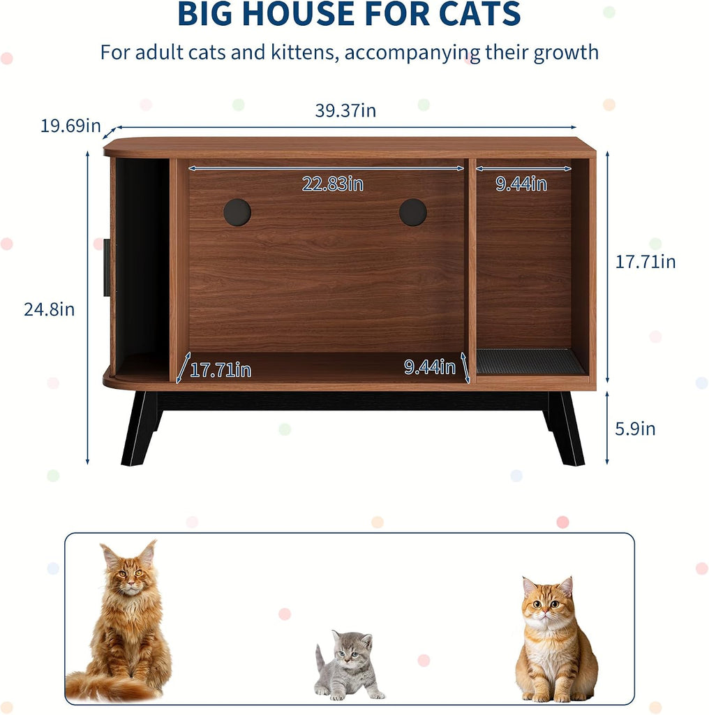 Cat Litter Box Furniture, 39" Hidden Litter Box Furniture
