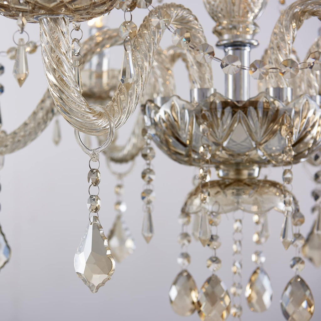 6 Light Chandelier Modern K9 Crystal Chandelier Lighting, Champagne Crystal Ceiling Light Fixture Pendant Lamp for Dining Room Bathroom Bedroom Livingroom A100-B09F389BJS