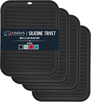 Silicone Trivets for Hot Dishes, Pots, Pans (4 Pack) - Heat-Resistant Pot Holders Countertop Mats - Silicone Trivet - Set of 4