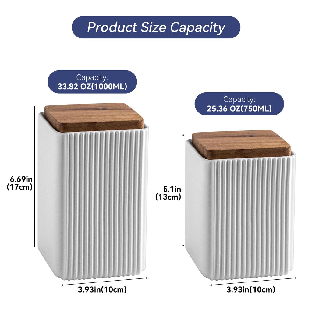 Ceramic Storage Jars Modern Airtight Coffee Canisters With Lid (White, Small size, 13cm*10cm)