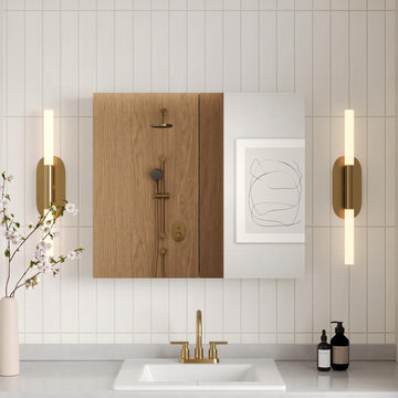 26'' x 30'' Medicine Cabinet with Mirror, Bathroom Mirror with Storage, Surface Frameless Modern Wall Mount Mirrored