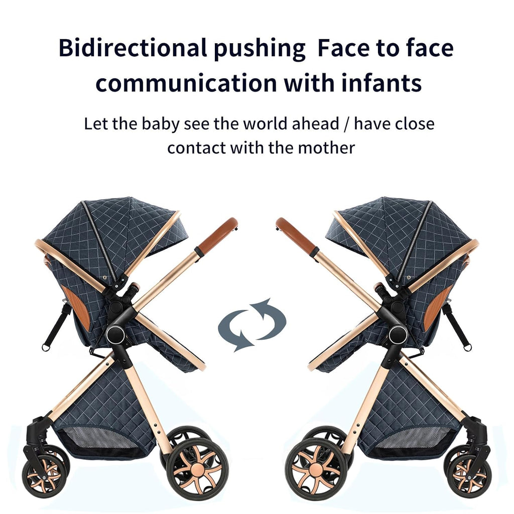 2 in 1 Baby Bassinet Stroller, Convertible Foldable Standard Stroller, Reversible Pushchair Infant Buggy Carriage