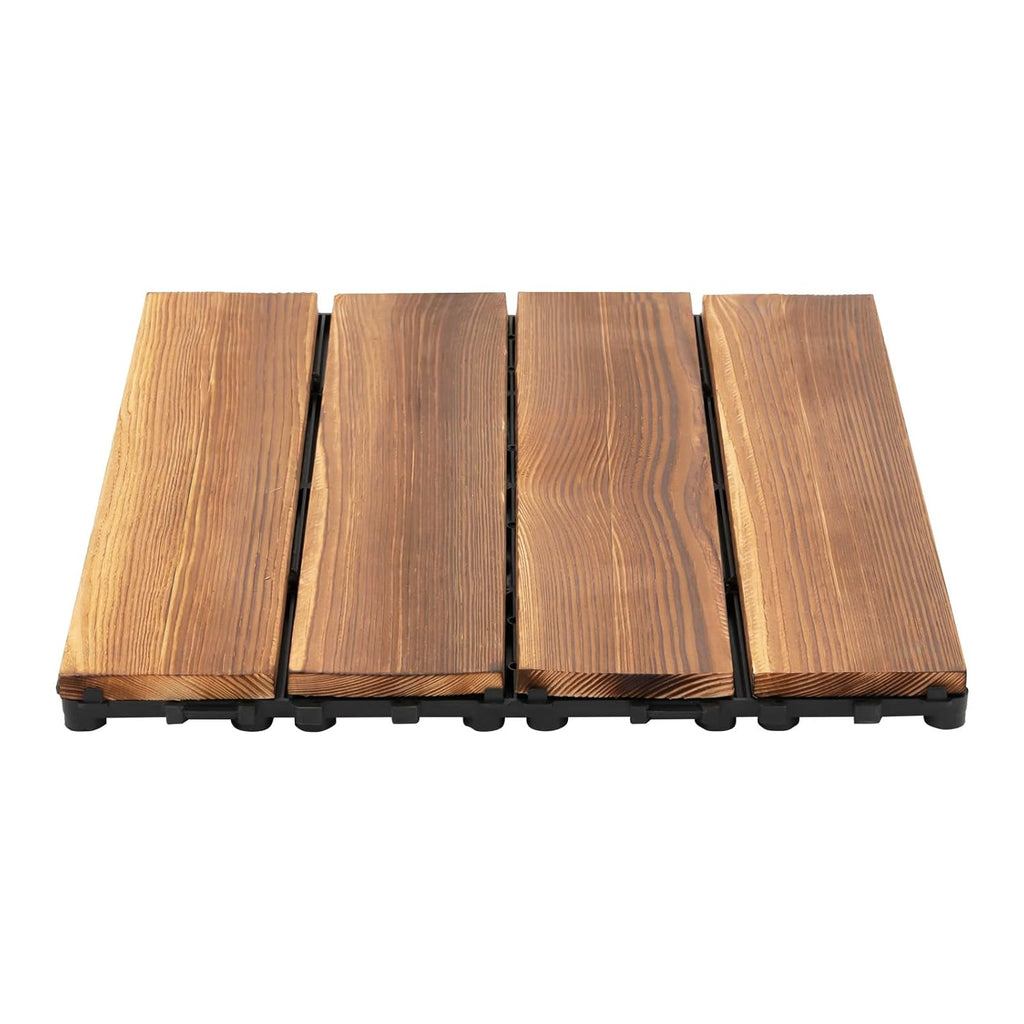 36 PCS Acacia Wood Interlocking Decking Tiles,Hardwood Interlocking Patio Deck Tiles,Weatherproof Patio Flooring