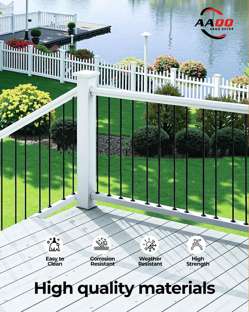 16 Pack Iron Balusters for Staircase Interior Square Hollow Stair Spindles 1/2" Iron Straight Balusters with 32