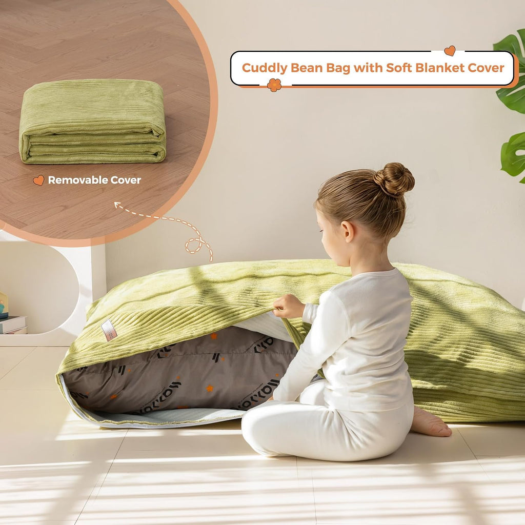 3 in 1 Kids Bean Bag Chair, Comfy Floor Sofa with Removed Cover