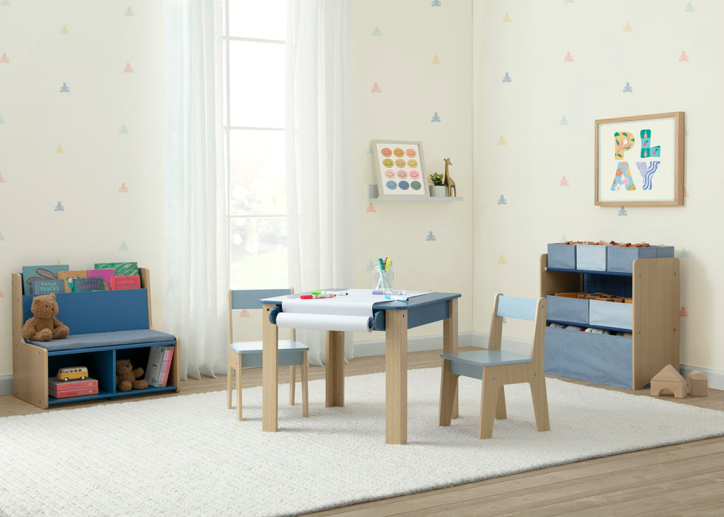 Children - GapKids Table and 2 Chair Set with Paper Roll Holder - Greenguard Gold Certified, Indigo Blue