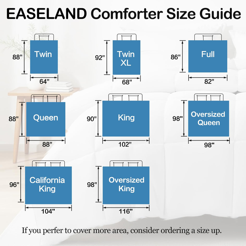 Queen Size Down Alternative Comforter, White, 88x88 Inches