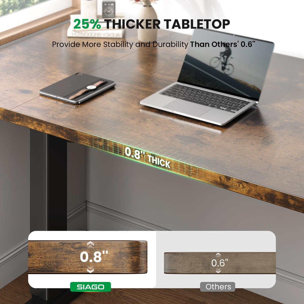 Electric Standing Desk Adjustable - 48 x 24 Inch Sit Stand up Desk with Cable Management - 3 Memory Preset Adjustable