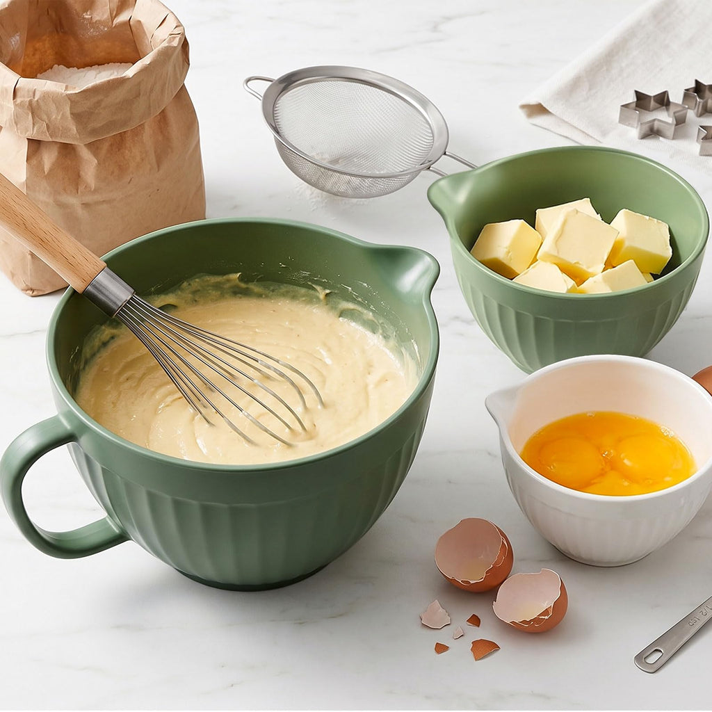 Mixing Bowls with Pour Spout Set of 3 (Gradient Green)
