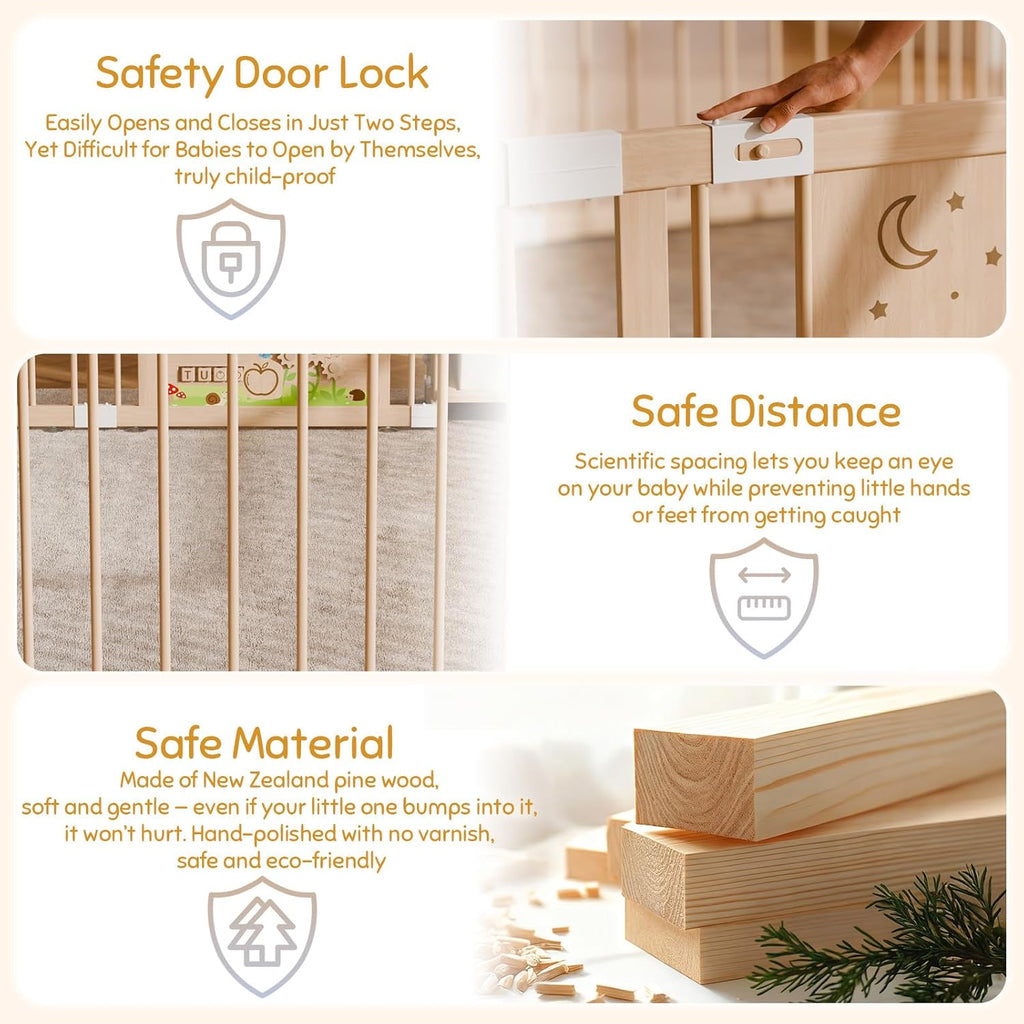 Large Wooden Baby Storage Playpen 9+3 Panels 70.86"×47.24" | Size Adjustable Play Yard for Babies and Toddlers, Baby