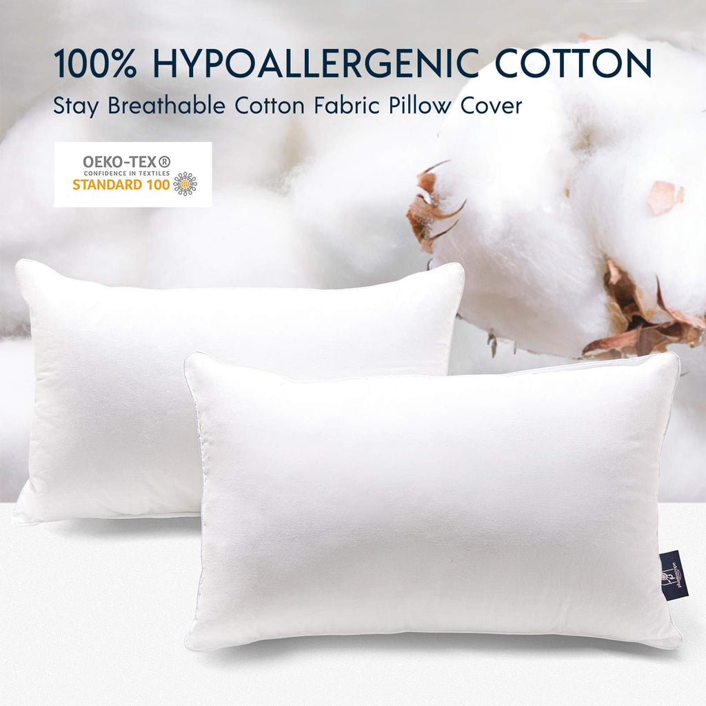 Throw Pillow Insert with 100% Cotton Cover, 12x20 Inch, 2 Pack