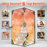 Portable Sauna for Home, Upgraded Personal Steam Sauna Box with 3L 1300W Steamer, Folding Chair