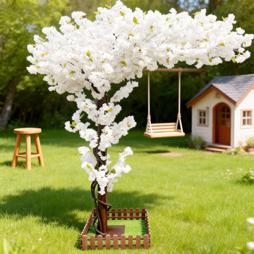 10FT Large Artificial Cherry Blossom Trees White for Indoor Outdoors Home Decor, Faux Fake Japanese Cherry Blossom