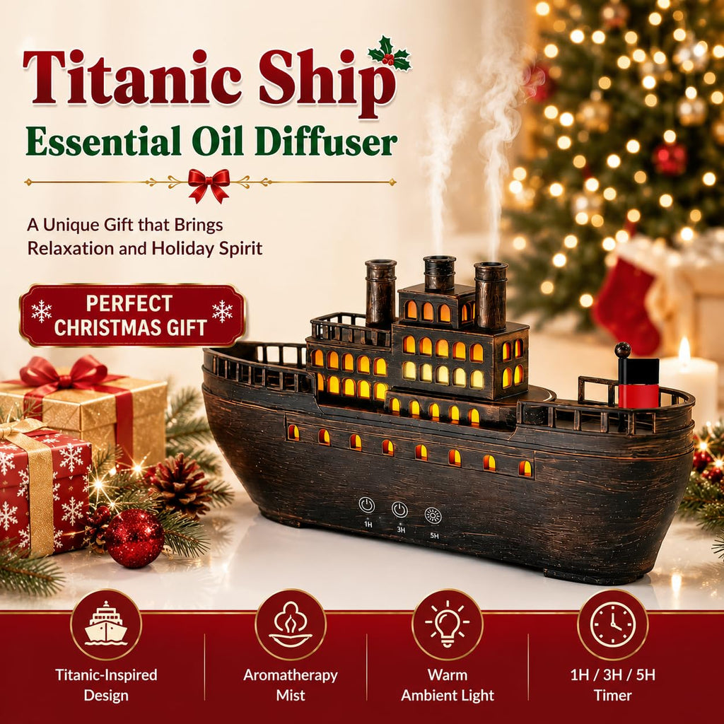 Essential Oil Diffuser 250ml, Ultrasonic Titanic Humidifier with 7 Color LED Lights, Quiet Operation, Auto Shut-Off