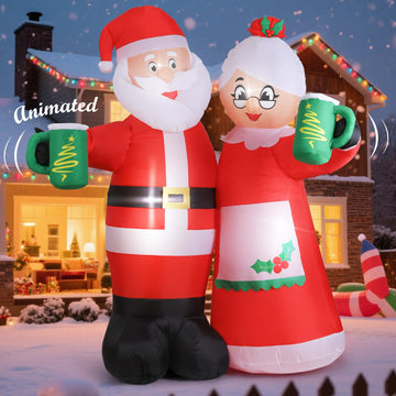 7FT Animated Christmas Inflatables Santa Claus Outdoor Decorations