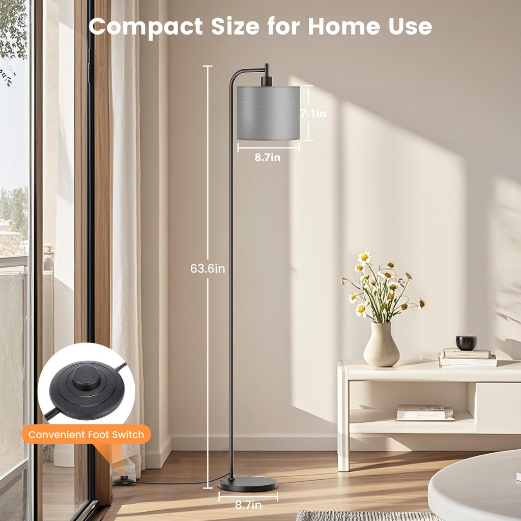 Floor Lamp, Tall Standing Lamp with Linen Shade