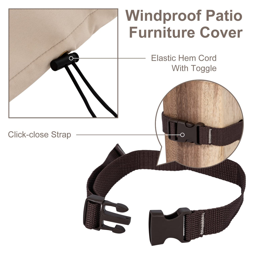Round Patio Table Cover 76'' Dia Waterproof Patio Furniture Set Covers 30''h Outdoor Lawn Table and Chair Covers
