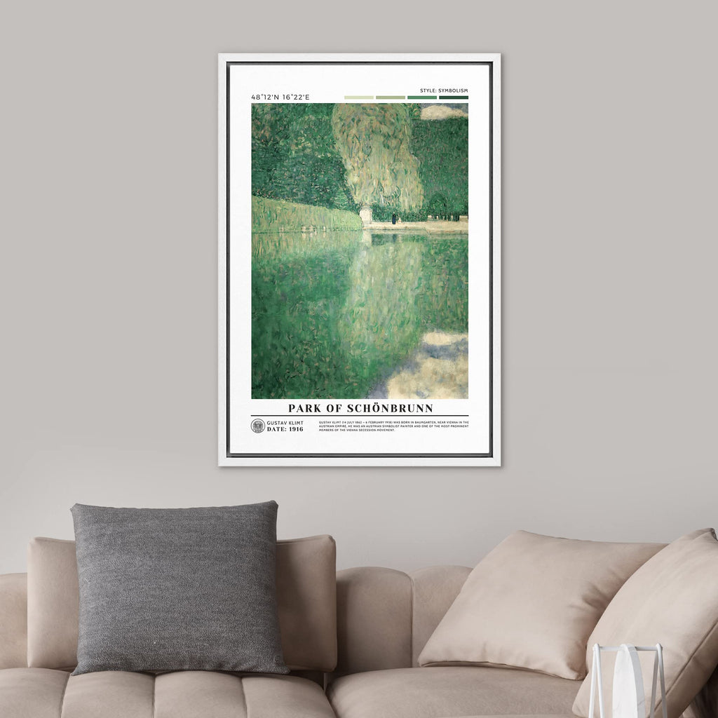 Framed Canvas Print Wall Art Park Schonbrunn by Gustav Klimt Master Artist Nature Wilderness Wilderness Illustration