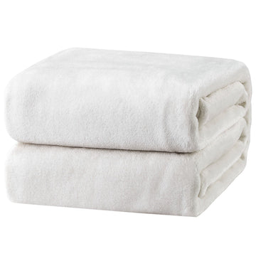 GentleSoft Fleece Blankets Queen Size White - Birthday Gifts for Women Bed Blanket Soft Lightweight Plush Fuzzy Cozy
