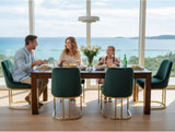 Velvet Dining Chairs Set of 2 Green Upholstered Dining Room Chairs with Gold Legs Modern Armless Kitchen Chairs with