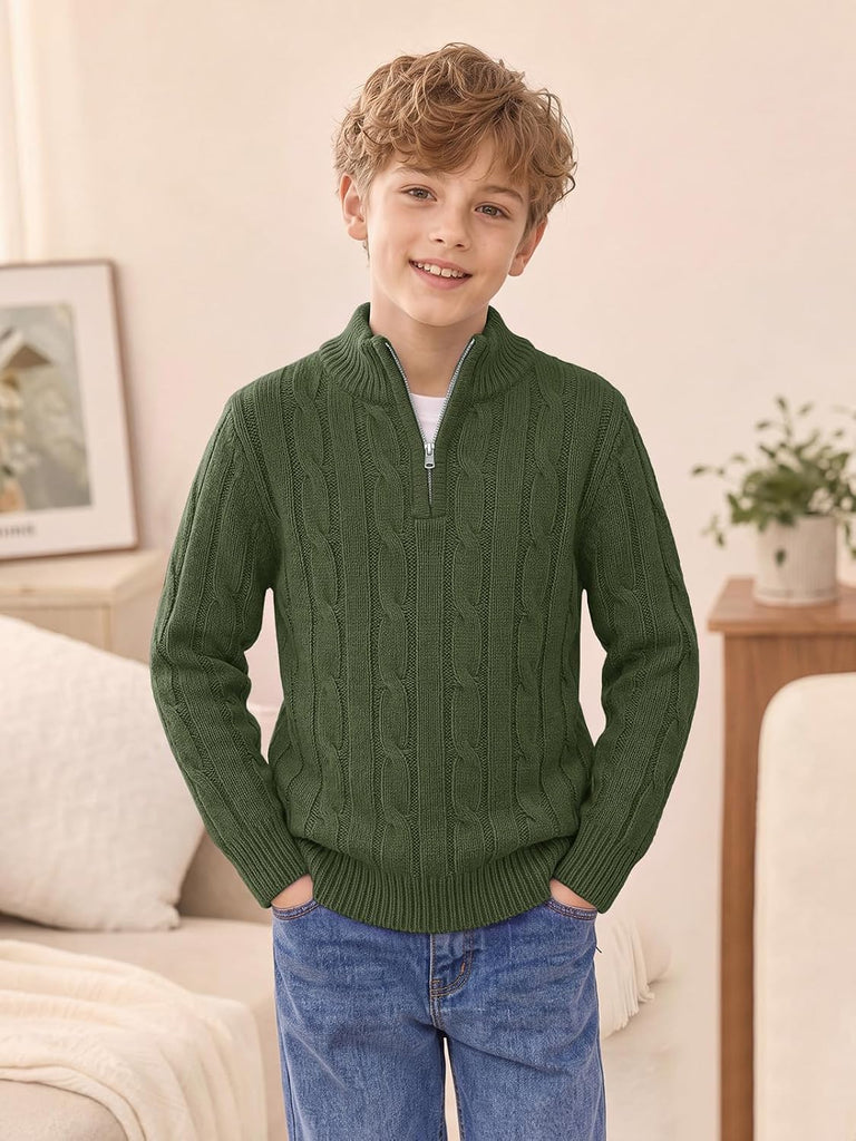 Toddler Boys Sweater Baby Cable Knit 1/4 Zip Sweaters Outfit