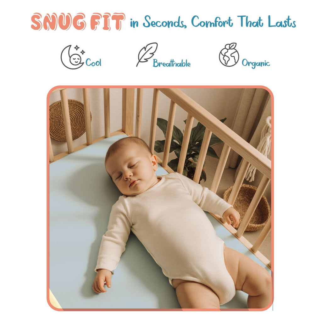 Organic Cotton Crib Sheet, White, 2-Piece, Fitted, Unisex