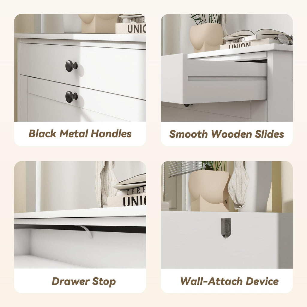 Shoe Cabinet with 2 Flip Drawers, Slim Shoe Storage Cabinet, White