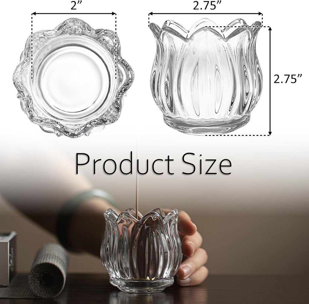 Set of 12 Tulip Glass Votive Candle Holders, Decorative Tea Light Candle Holders, Clear Glass Flower Tealight Candle