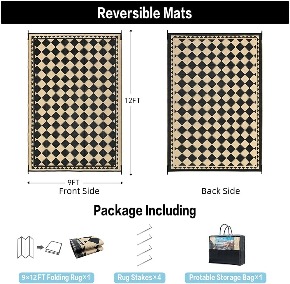 Outdoor Rug for Patios Clearance,Waterproof Mat,Large Outside Carpet,Reversible Plastic Straw Campin
