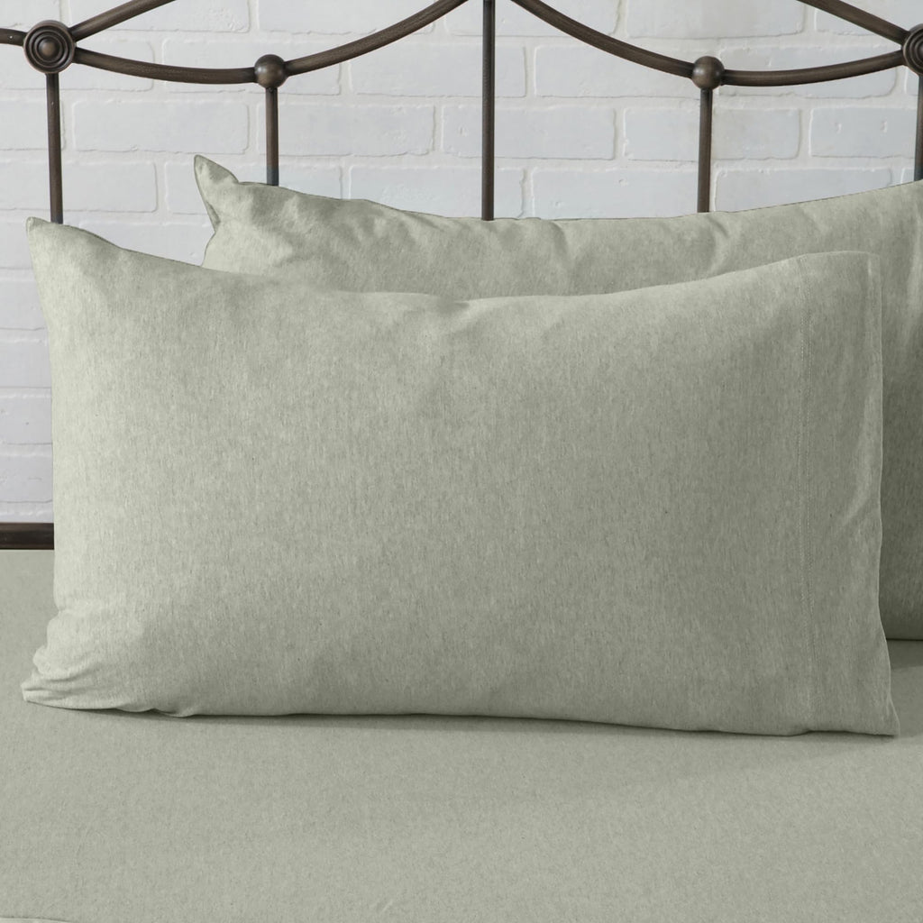 Cotton Jersey Knit Sheet Set - Ultra-Soft, Stretchy, Heathered Melange Bed Sheets - Cozy, Soft