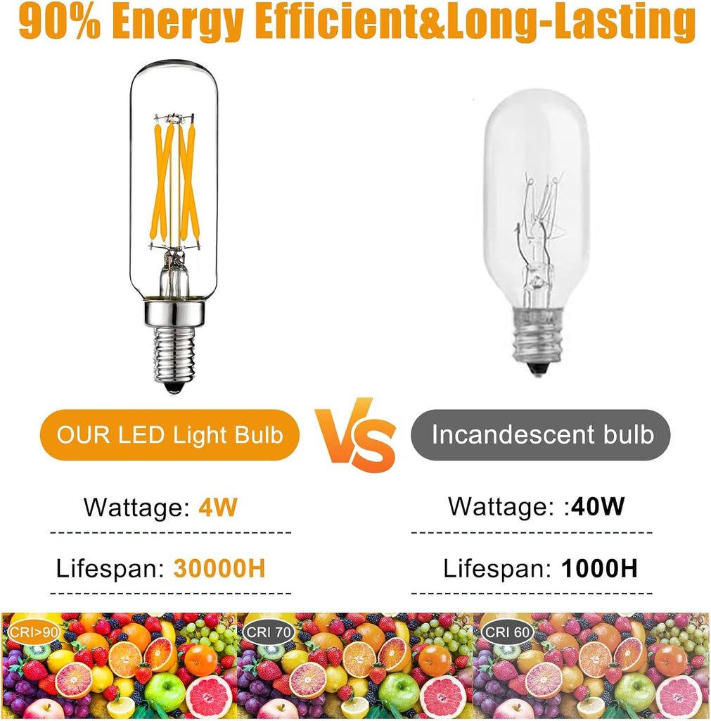 T6 E12 LED Candelabra Bulbs,4W 40W Equivalent,2700K Warm White