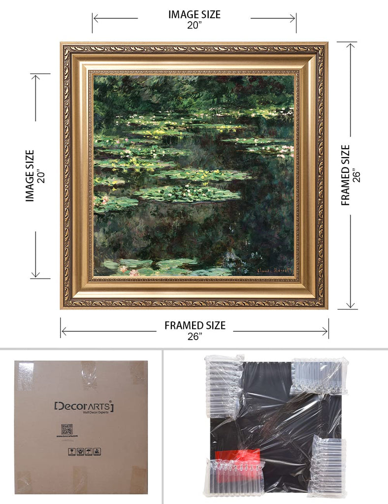 Claude Monet Wall Art Framed, Water Lilies 1904, 26x26