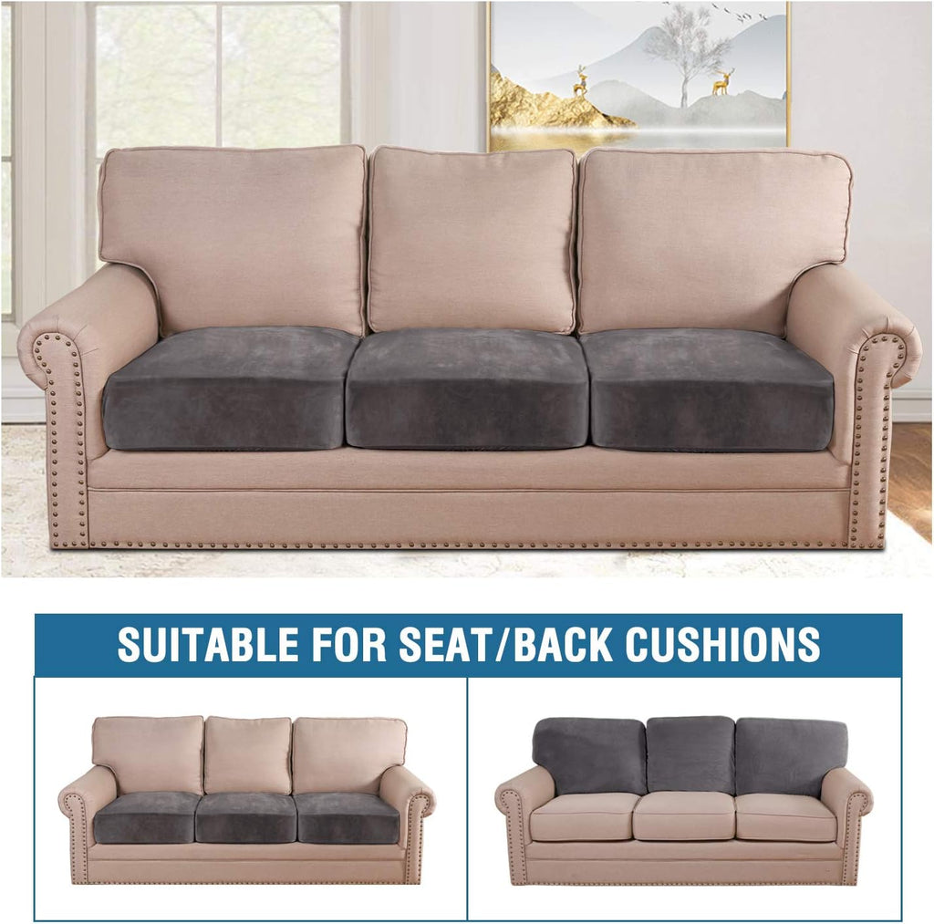 Velvet Stretch Couch Cushion Cover Plush Cushion Slipcover for Chair Loveseat Sofa Cushion Furniture Protector Seat
