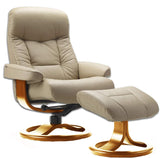 Modern Reclining Swivel Lounge Chair and Ottoman — Leather