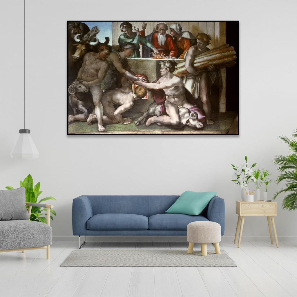 Michelangelo Canvas Wall Art Sacrifice of Noah Poster Religious Culture Art Romanticism Renaissance Historical