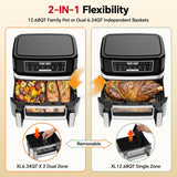 1600W Dual Zone Air Fryer Oven,12.69QT with Divider,Nonstick & Dishwasher-Safe Basket,Match Cook & Smart Finish to